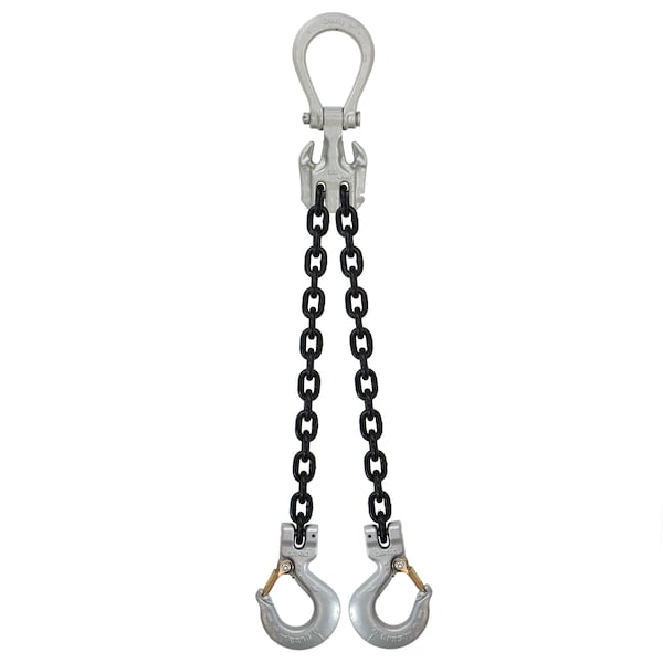 5/8" x 10', Crosby Adjustable 2Leg Chain Sling w/ Sling Hooks-Grade100